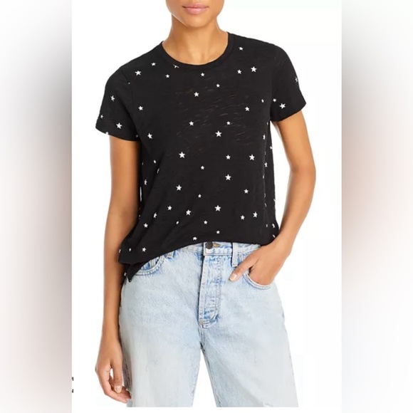 Goldie Black Tee with White Star Pattern - Picture 1 of 5